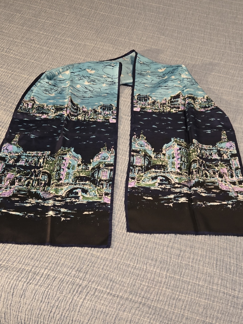 Vintage Silk Scarf Abstract Venice